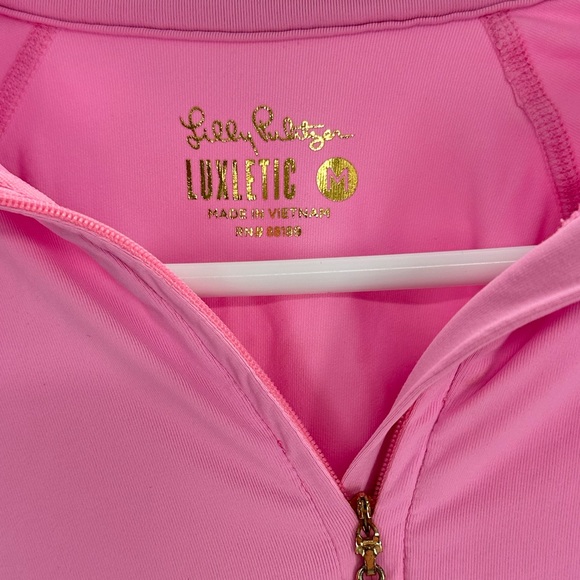 Lilly Pulitzer Luxletic Marion Mesh Panel Half-Zip Sunguard Pink Size Medium - Picture 5 of 9